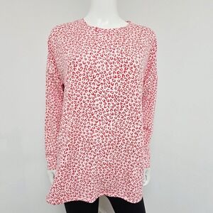 Cabana by Crown & Ivy Sweatshirt Top Womens Size S Leopard Animal Print Pink Red